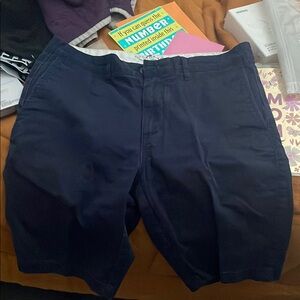 Blue Flat Front Casual Shorts